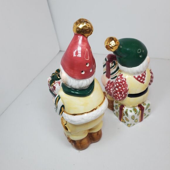 Vtg Santa Salt And Pepper Shaker Set Gold Accents Holiday Christmas Decor - Picture 5 of 6